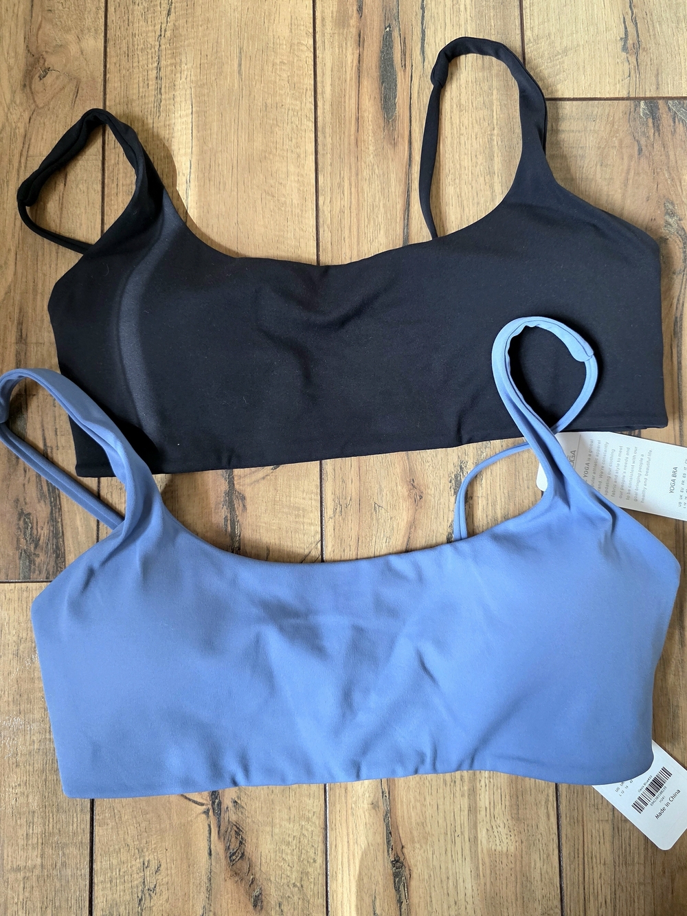 New CRZ YOGA Scoop Bralette Yoga Bra Black Blue Set Bundle Lot Large 12